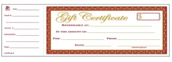 Adams® 1-Part Gift Certificates, 3 1/4" x 10 3/4", White, Pack Of 25