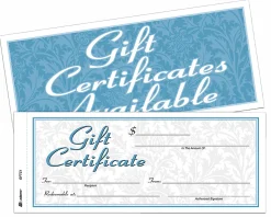 AdamsĀ® 2-Part Gift Certificates Kit, 3 2/5" x 8 1/2", White, Pack Of 25 Certificates/Envelopes