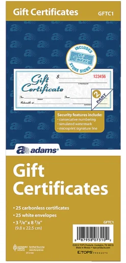 Adams® 2-Part Gift Certificates Kit, 3 2/5