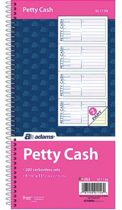 AdamsĀ® 2-Part Petty Cash Receipt Book, 5 1/2" x 11", Book Of 200 Sets