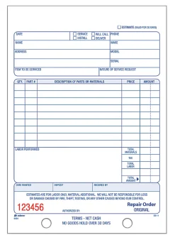 Adams™ 2-Part Service Repair Book, 5 9/16" x 8 7/16", 50 Sets