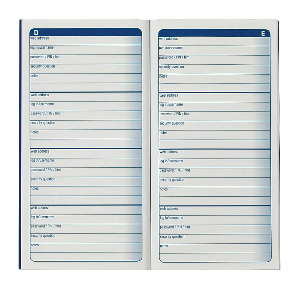 Adams® Password Journal, 6 1/4" x 3 1/4", 24 Sheets