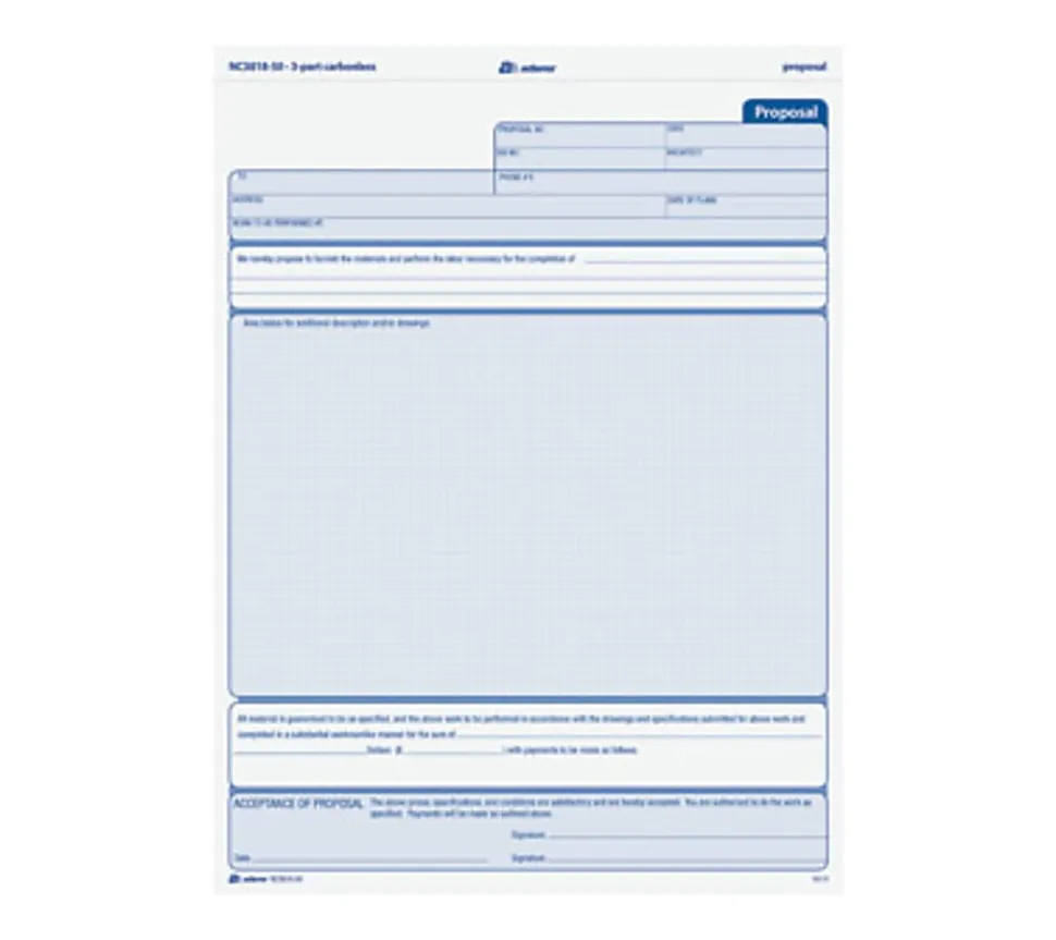 Adams® Proposal Unit Sets, 3-Part, 8 1/2" x 11 7/16", Multicolor, 50 Sets Per Pack, Carton Of 8 Packs