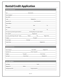 Adams® Rental/Credit Application