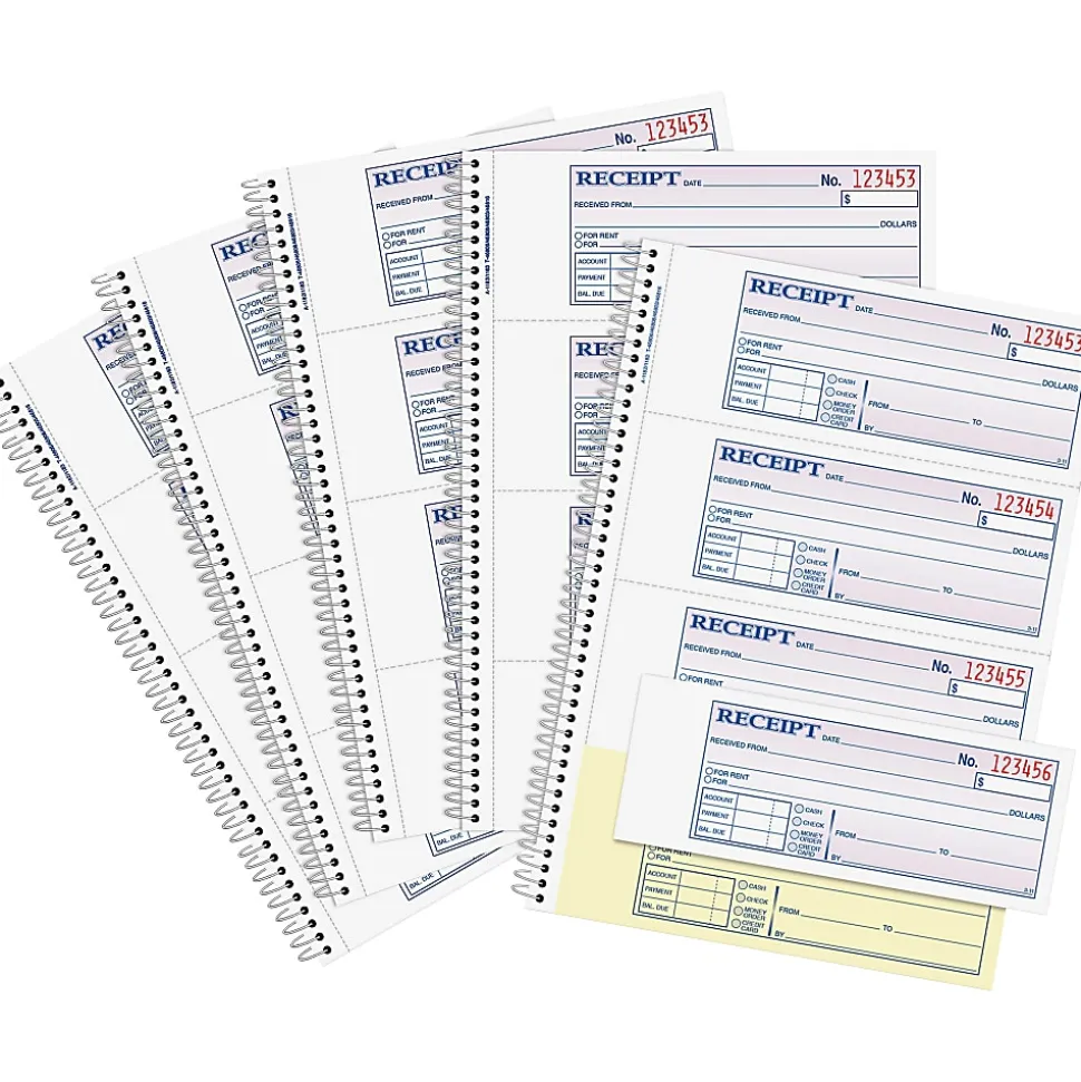 Adams Spiral 2-part Money/Rent Receipt Book - 200 Sheet(s) - Spiral Bound - 2 Part - 2.75"x7.62" Form Size - SC1182PK