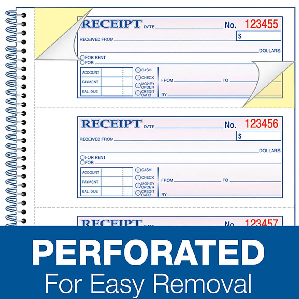 Adams Spiral 2-part Money/Rent Receipt Book - 200 Sheet(s) - Spiral Bound - 2 Part - 2.75"x7.62" Form Size - SC1182PK