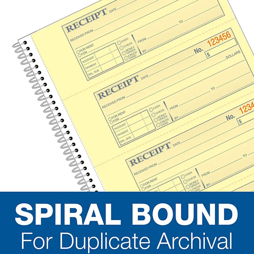 Adams Spiral 2-part Money/Rent Receipt Book - 200 Sheet(s) - Spiral Bound - 2 Part - 2.75"x7.62" Form Size - SC1182PK