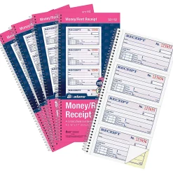 Adams Spiral 2-part Money/Rent Receipt Book - 200 Sheet(s) - Spiral Bound - 2 Part - 11