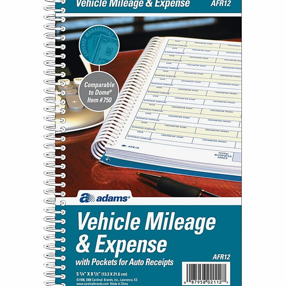 Adams® Vehicle Mileage And Expense Book, 5 1/4" x 8 1/2"