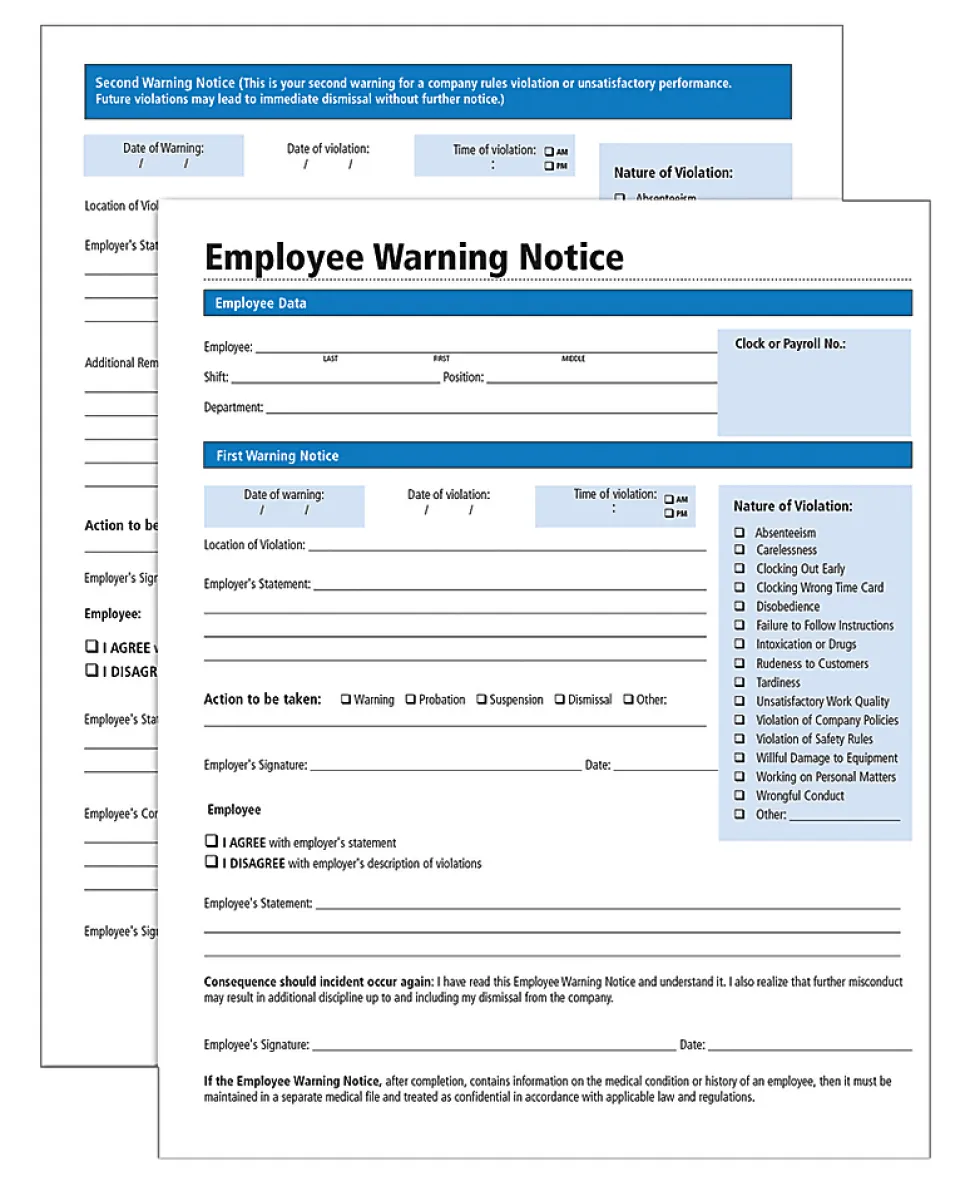Adams® Warning Notice Forms