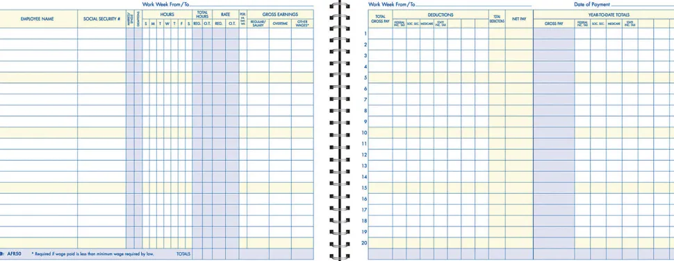 Adams® Weekly Payroll Book, 8 1/2" x 11", Blue