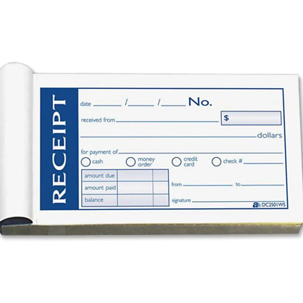Adams® Write N' Stick Receipt Book, 2 3/4" x 5 3/8", 2-Part, Book Of 50 Sets