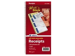 Adams® Write N' Stick Receipt Book, 5 1/4" x 11", 2-Part, Book Of 200 Sets