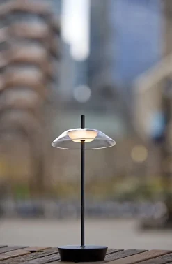 Adesso ADS360 Ako LED Cordless Table Lamp, Black with Clear Acrylic White Shade