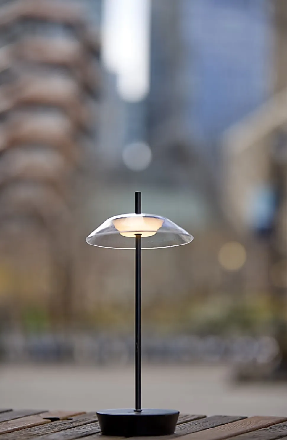 Adesso ADS360 Ako LED Cordless Table Lamp, Black with Clear Acrylic White Shade