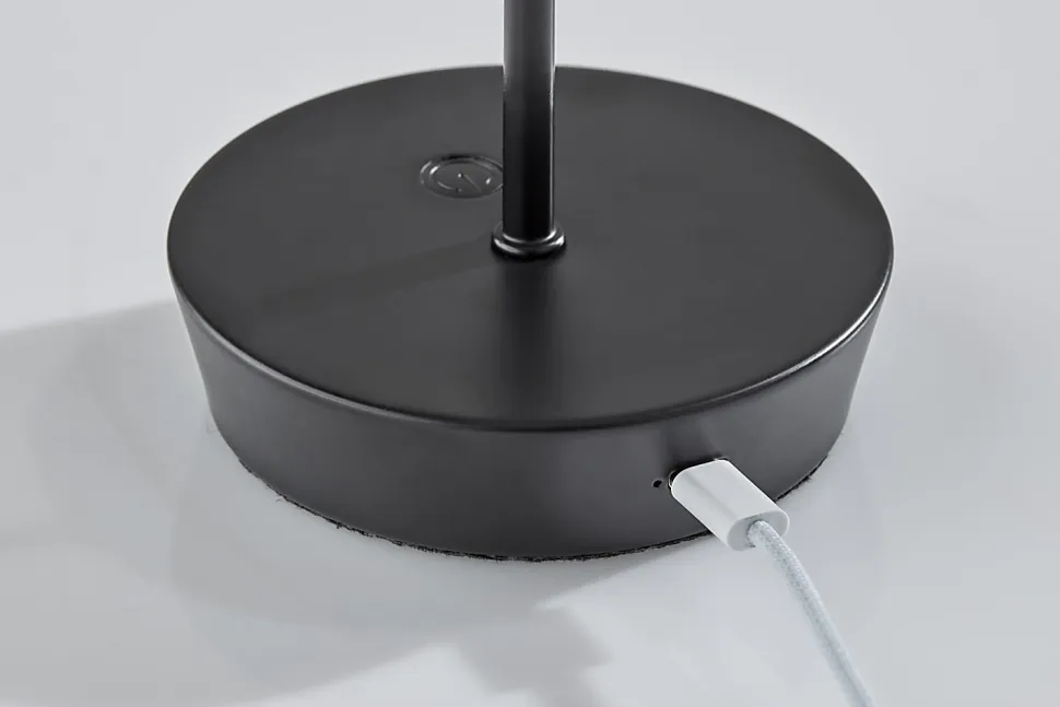 Adesso ADS360 Ako LED Cordless Table Lamp, Black with Clear Acrylic White Shade