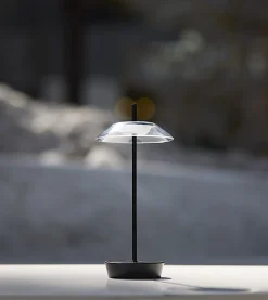 Adesso ADS360 Ako LED Cordless Table Lamp, Black with Clear Acrylic White Shade