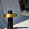 Adesso ADS360 Pirlo LED Cordless Table Lamp, Black with Antique Brass Sahde