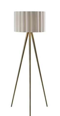Adesso Caldwell 61"H Floor Lamp, Beige/Antique Brass