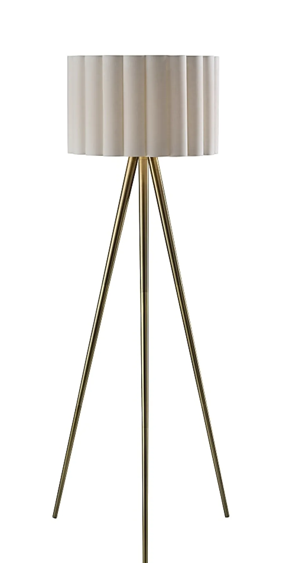 Adesso Caldwell 61"H Floor Lamp, Beige/Antique Brass