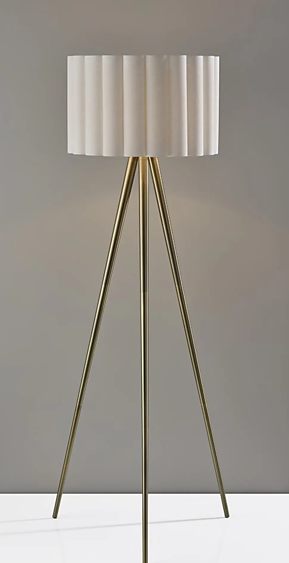 Adesso Caldwell 61"H Floor Lamp, Beige/Antique Brass