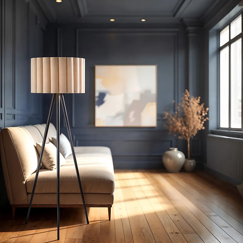 Adesso Caldwell 61"H Floor Lamp, Beige/Black
