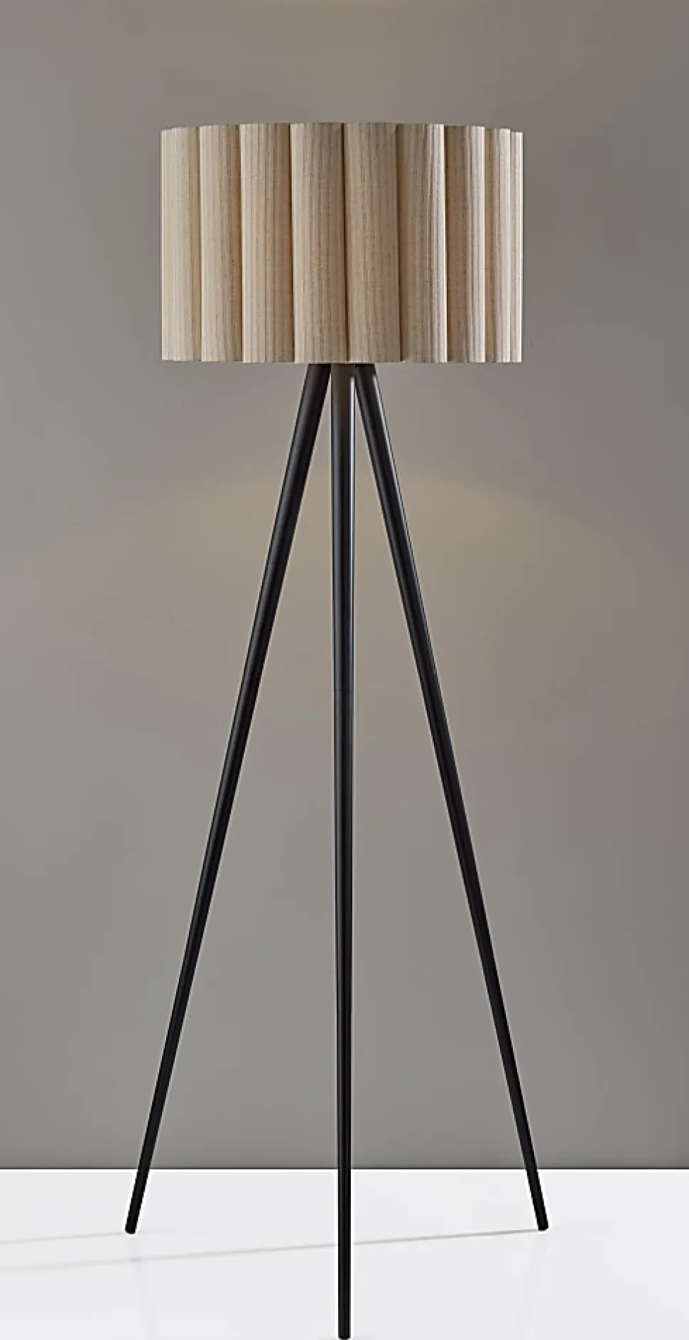 Adesso Caldwell 61"H Floor Lamp, Beige/Black