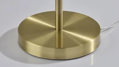 Adesso Caldwell Shelf Floor Lamp, Antique Brass with Beige Linen Shade