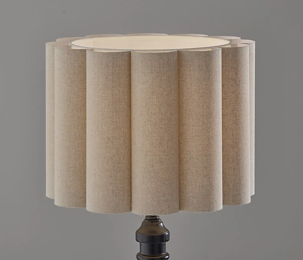 Adesso Claret Table Lamp, Black with Off-White Fabric Shade