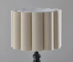 Adesso Claret Table Lamp, Black with Off-White Fabric Shade