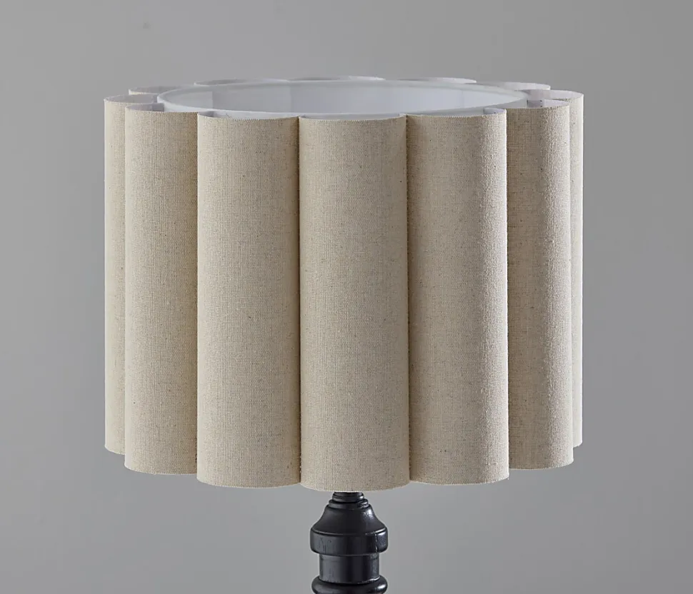 Adesso Claret Table Lamp, Black with Off-White Fabric Shade