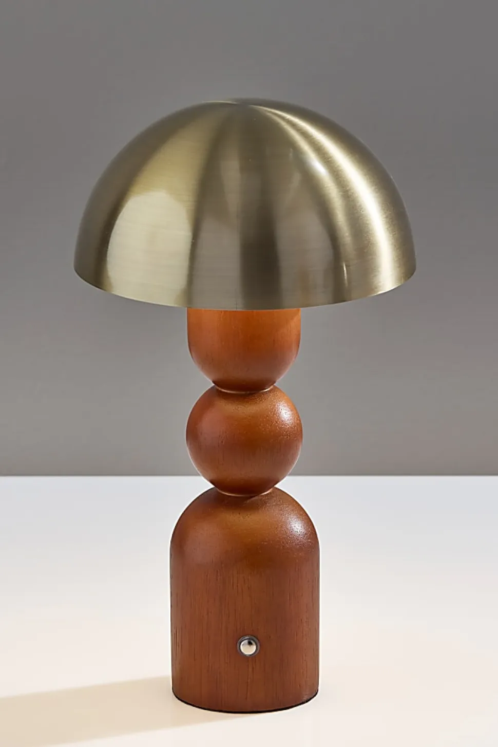 Adesso Connie LED Cordless Table Lamp, Walnut with Antique Brass Shade