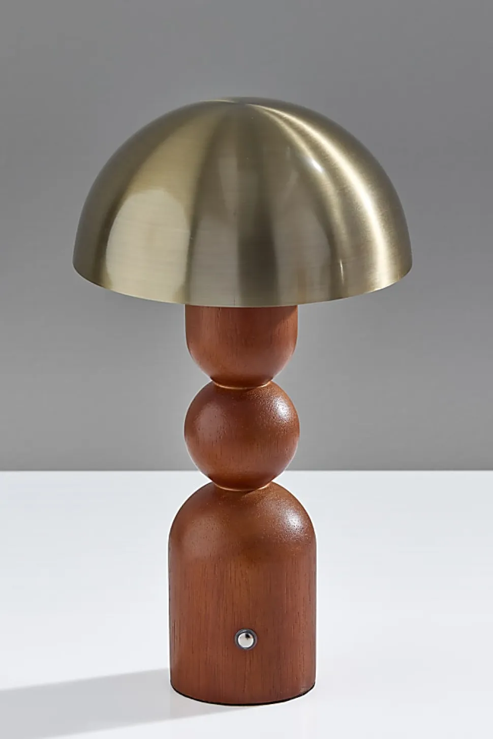Adesso Connie LED Cordless Table Lamp, Walnut with Antique Brass Shade
