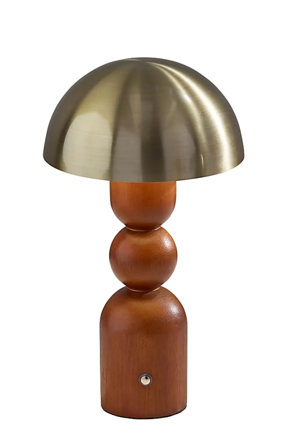 Adesso Connie LED Cordless Table Lamp, Walnut with Antique Brass Shade