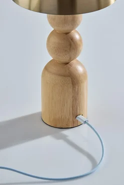 Adesso Connie LED Cordless Table Lamp, Natural with Antique Brass Shade