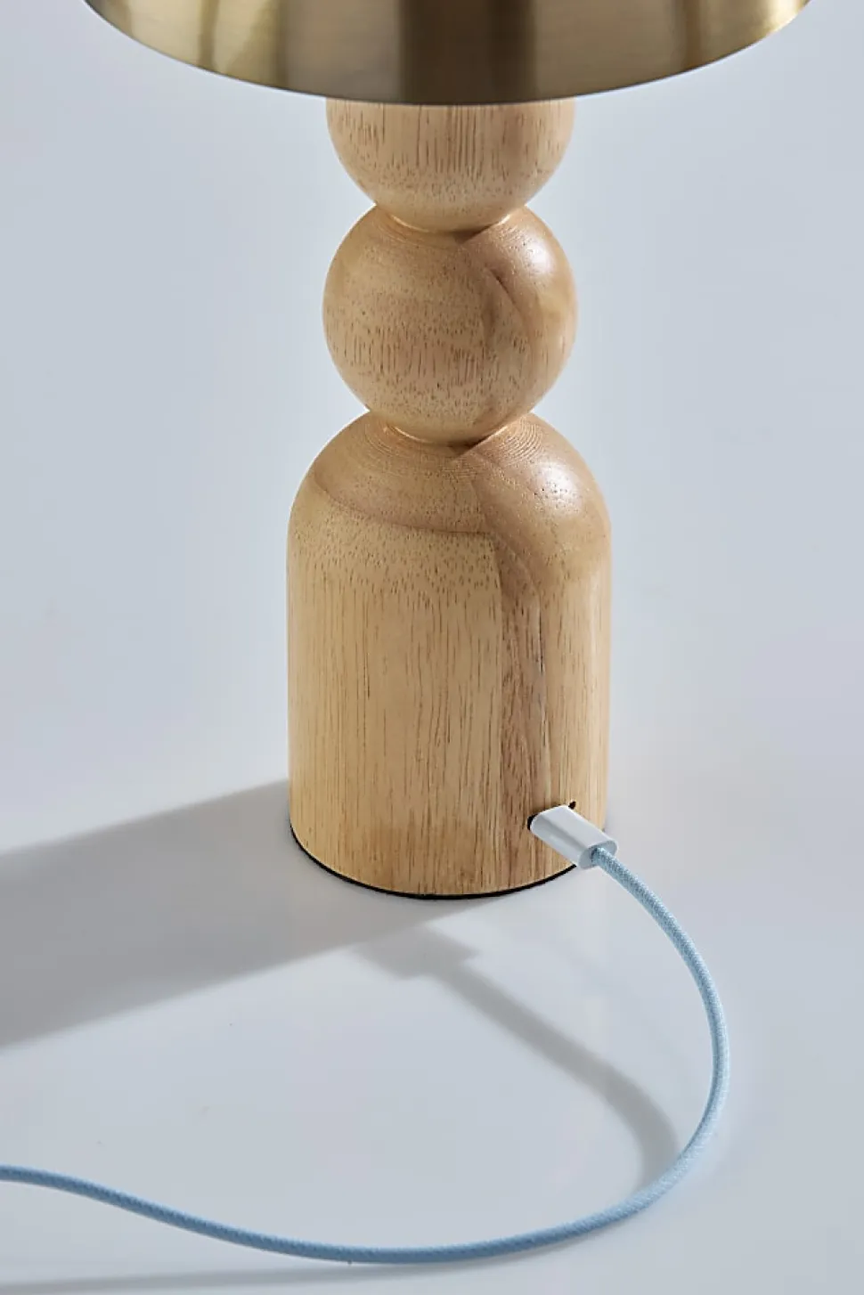 Adesso Connie LED Cordless Table Lamp, Natural with Antique Brass Shade