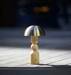 Adesso Connie LED Cordless Table Lamp, Natural with Antique Brass Shade