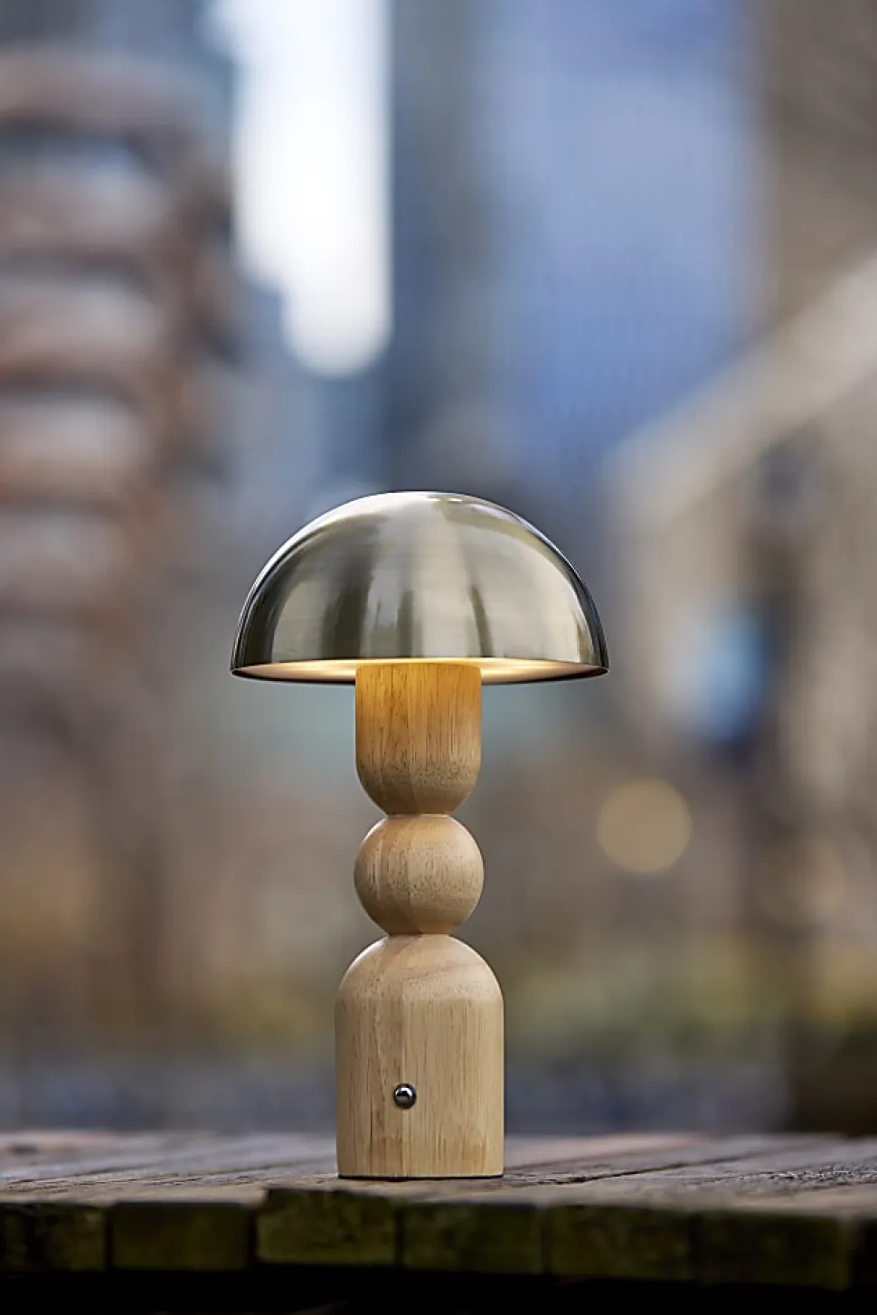 Adesso Connie LED Cordless Table Lamp, Natural with Antique Brass Shade