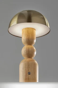 Adesso Connie LED Cordless Table Lamp, Natural with Antique Brass Shade