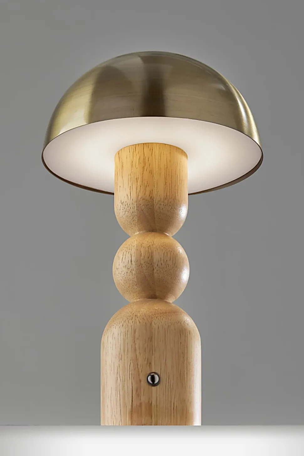 Adesso Connie LED Cordless Table Lamp, Natural with Antique Brass Shade