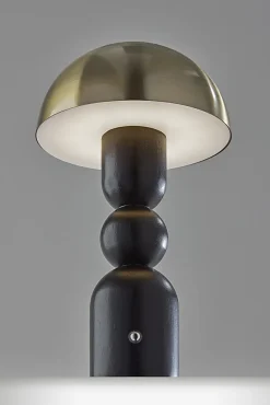 Adesso Connie LED Cordless Table Lamp, Black with Antique Brass Shade