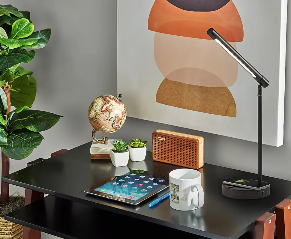 Adesso Dax LED Wireless Charging Desk Lamp, Black