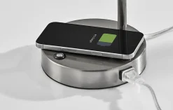 Adesso Dax LED Wireless Charging Desk Lamp, Brushed Steel