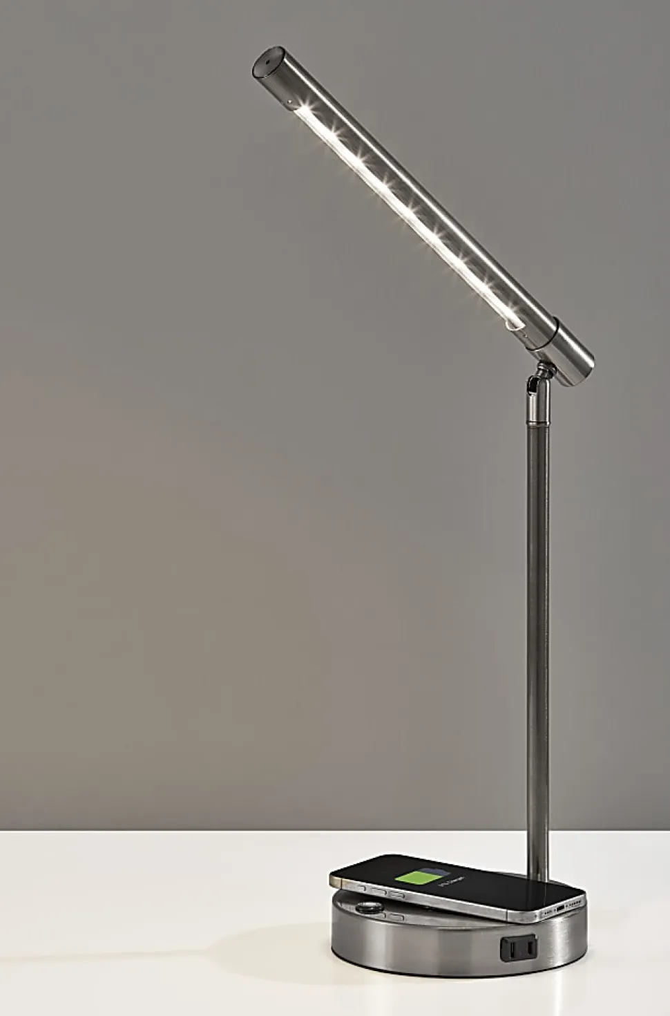 Adesso Dax LED Wireless Charging Desk Lamp, Brushed Steel