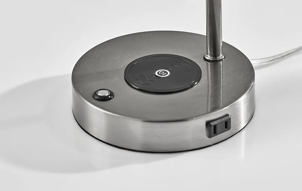 Adesso Dax LED Wireless Charging Desk Lamp, Brushed Steel