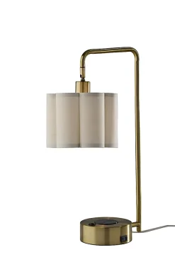 Adesso Dover Supercharger 22.25"H Desk Lamp, Beige/Antique Brass