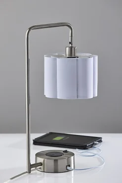 Adesso Dover Supercharger 22.25"H Desk Lamp, White/Brushed Steel