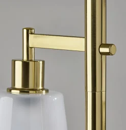 Adesso Gio Tree Lamp, Brass with White Glossed Glass Shade