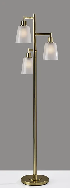 Adesso Gio Tree Lamp, Brass with White Glossed Glass Shade