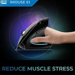 Adesso® iMouse E1 USB Illuminated Vertical Ergonomic  Optical Mouse, Glossy Black